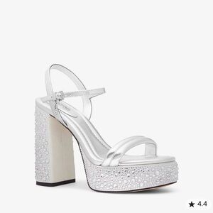 Michael Kors - Laci Embellished Metallic Leather Platform Sandal